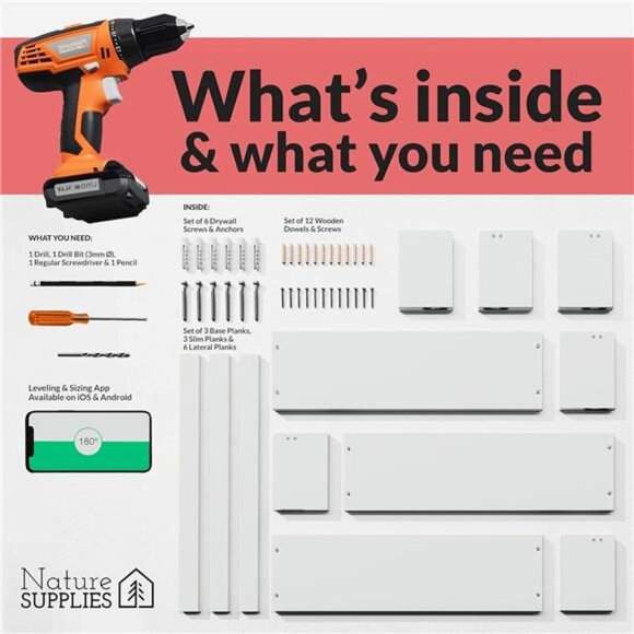 NATURE SUPPLIES Set of 3, 16.4" White Floating Nursery Shelves for Wall - Picture 5 of 7